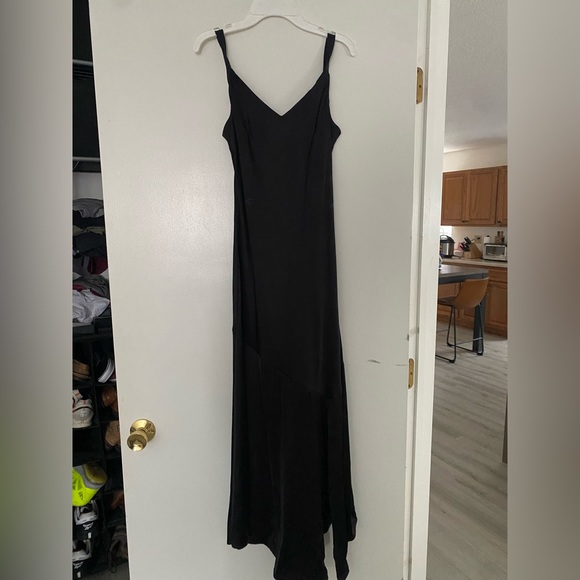 BLACK cocktail satin dress - Picture 2 of 4